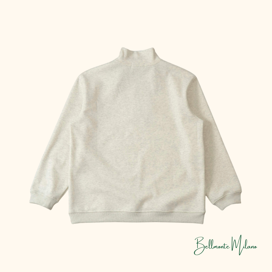 Suéter R&L™ com meio zíper em couro