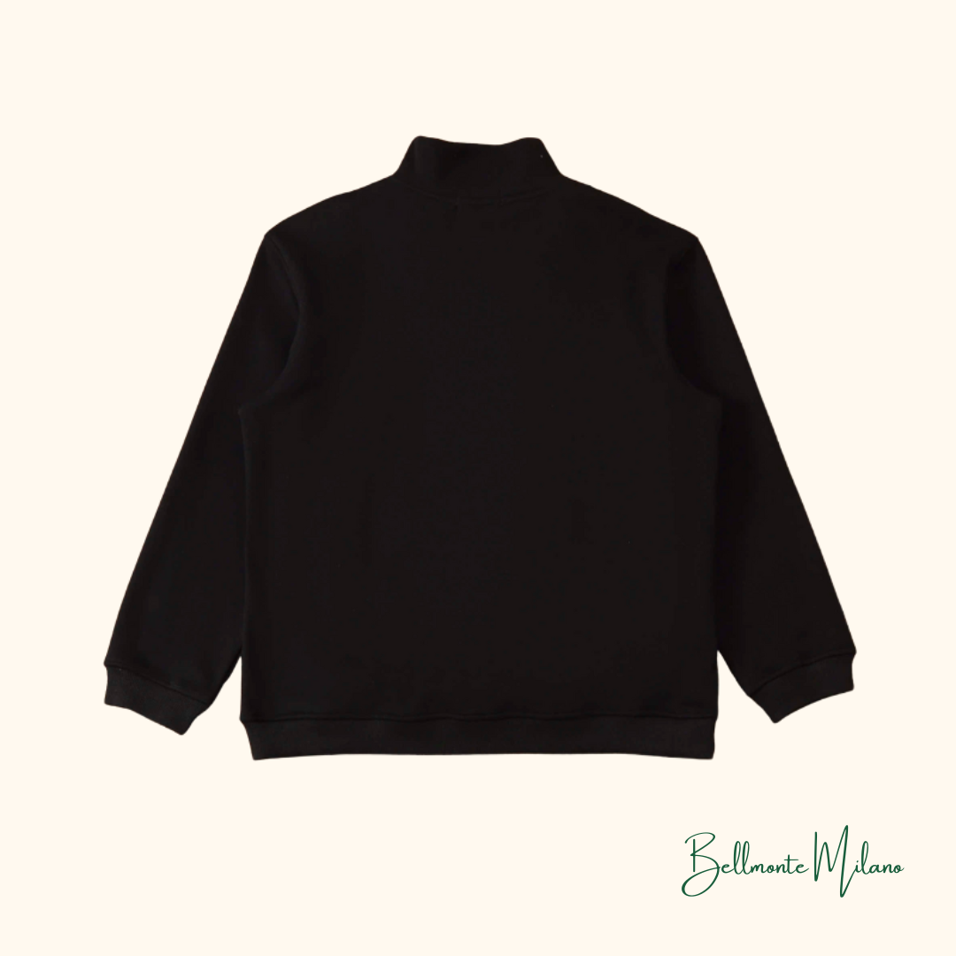 Suéter R&L™ com meio zíper em couro