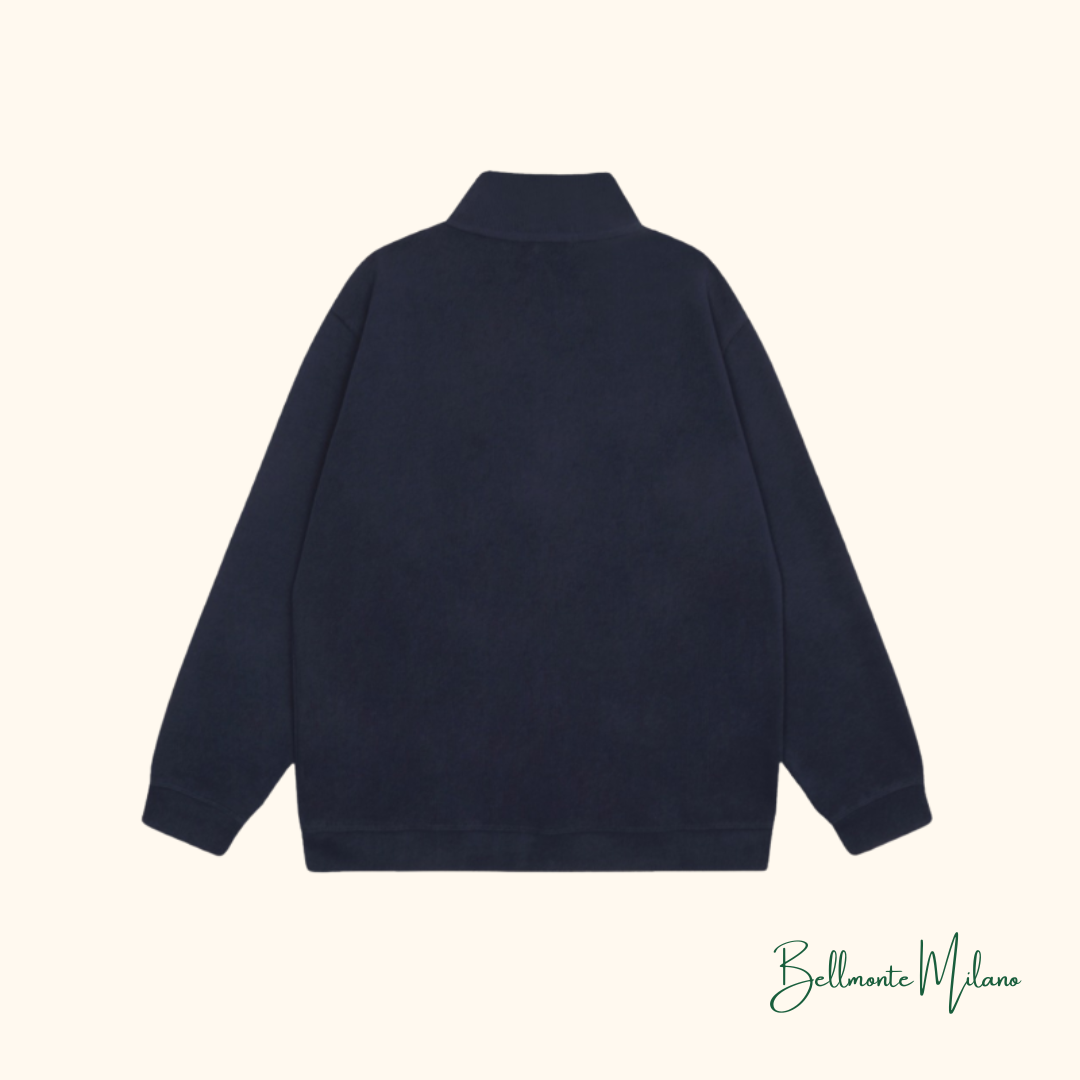 Suéter R&L™ com meio zíper em couro